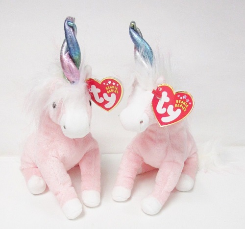 Charmer Pink & White Unicorn<br>(Silver Lame' Tie-dyed iridescent Horn)<br> Ty Beanie Baby<br>(Click Picture-FULL DETAILS)